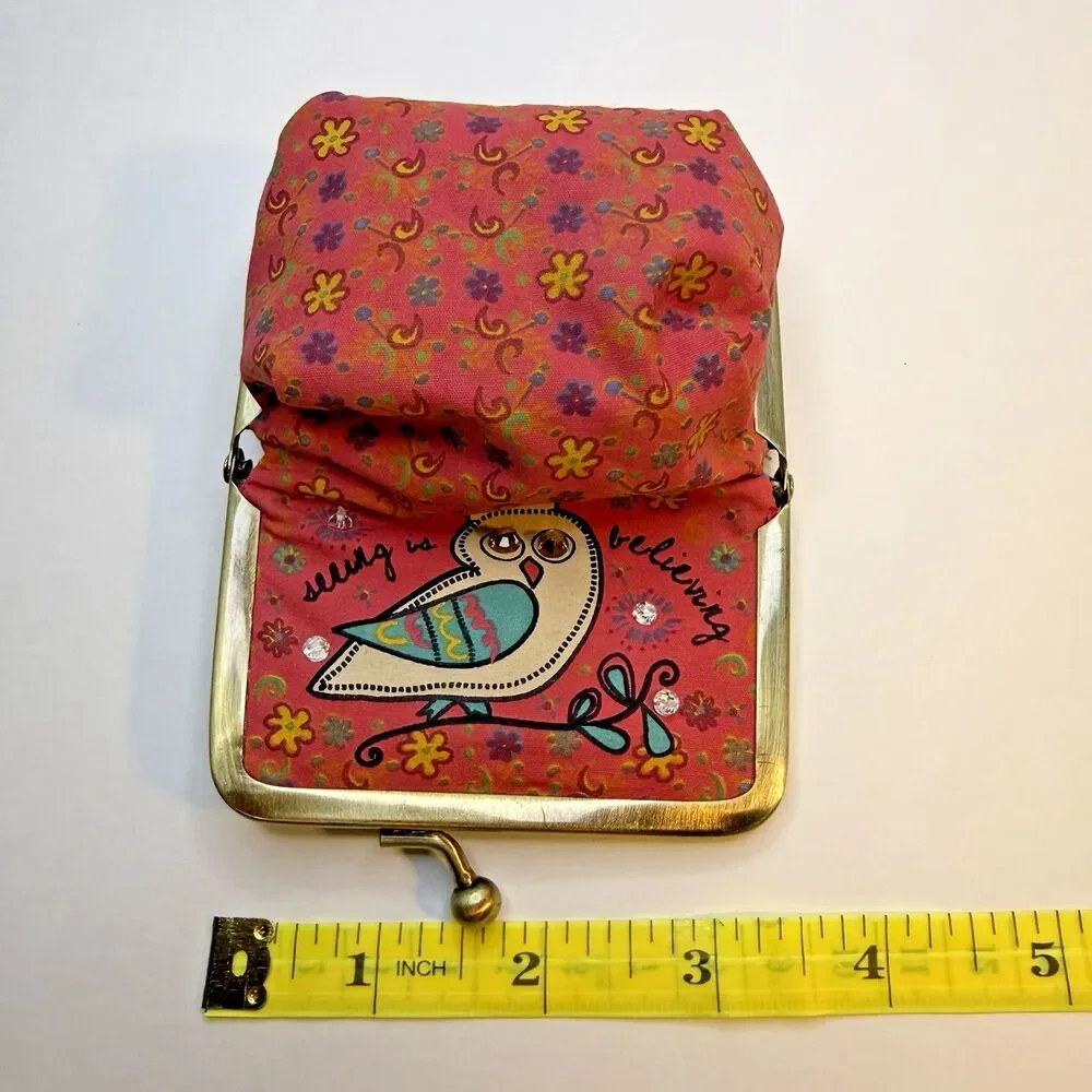 Natural Life Kiss Lock Wallet Owl Pouch Clutch Seeing Is Believing Mirror
